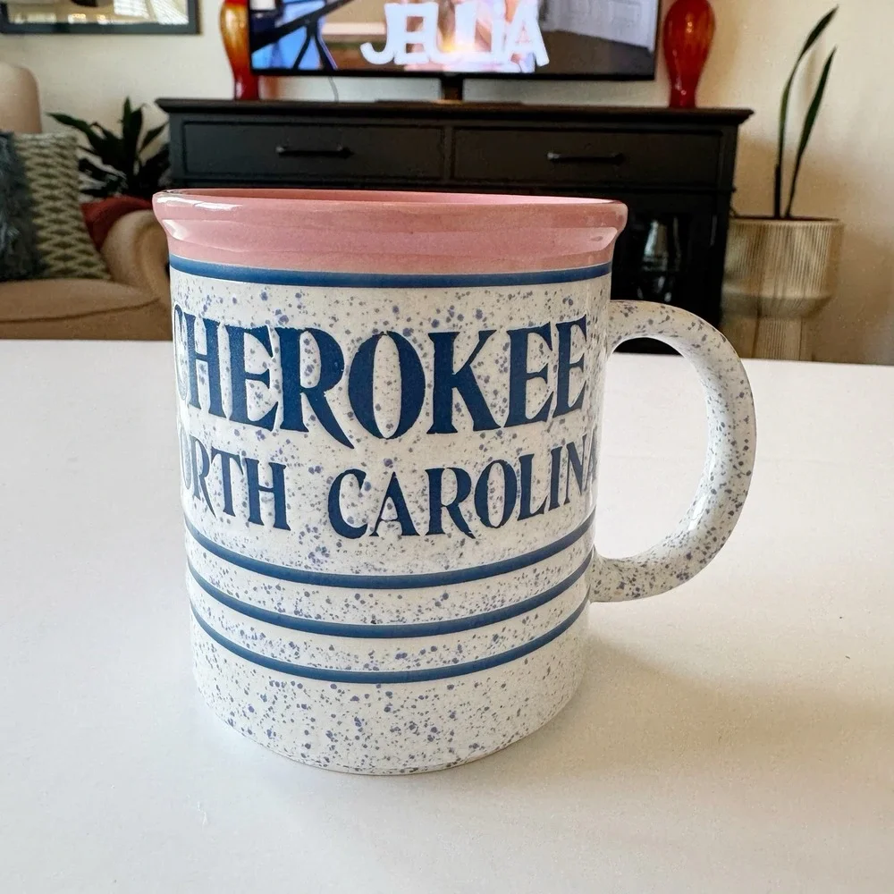 Cherokee North Carolina Ceramic Coffee Mug Tea Cup Retro 80s Theme Souvenir NC